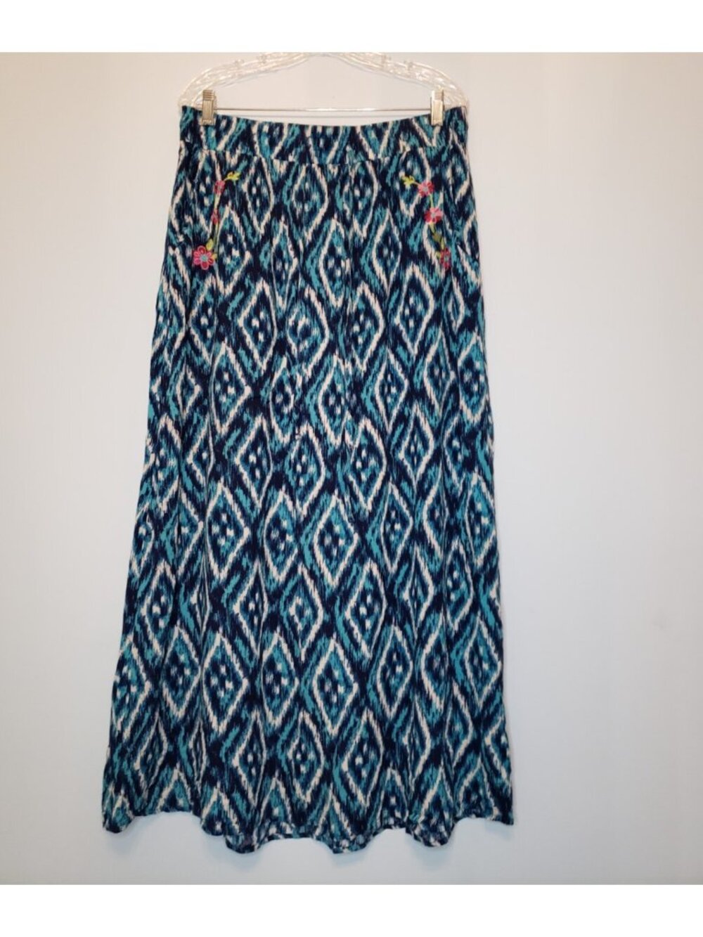 C Est. 1946 Women Sz L Skirt Geometric Multicolor Maxi Floral Embroidery Cato